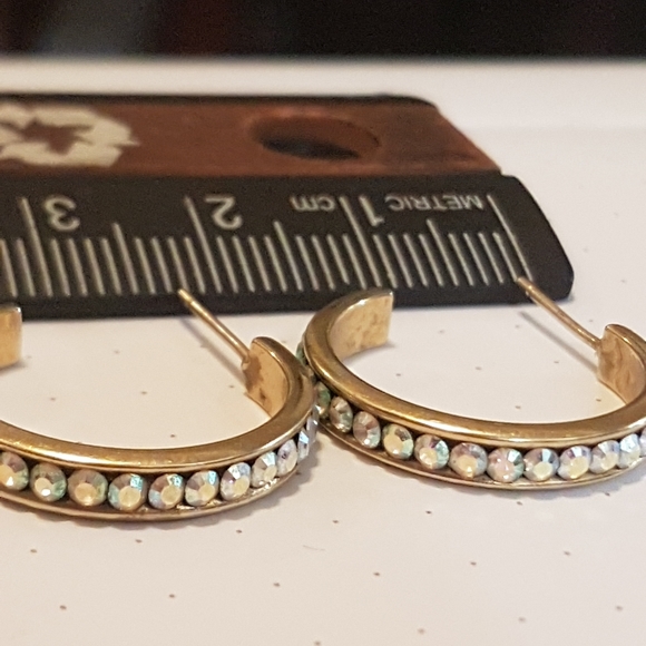 14k Australian Crystal Hoops - Picture 8 of 17